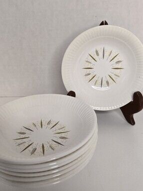 Vintage Mount Clemons Pottery Wheat Pattern 5" Berry Bowl Set Of 8 Made In USA